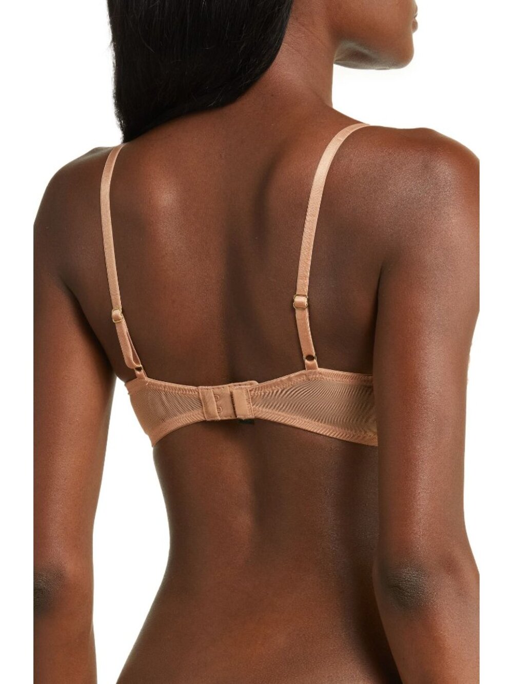 🆕NATORI Flora Lace Underwire Plunge Bra 34G Glaze Cash (Dark Beige) #721150 - Picture 2 of 11